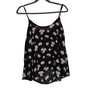 About A Girl y2K Slightly Sheer Black Floral Daisy Spaghetti Strap Tank Top